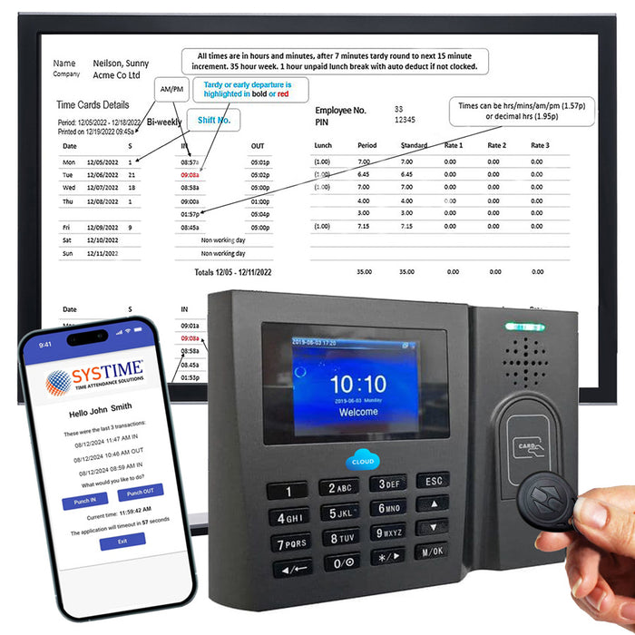 Proximity Time Clocks  for Systime CLOUD includes 5 free tags or badges (PR4701)