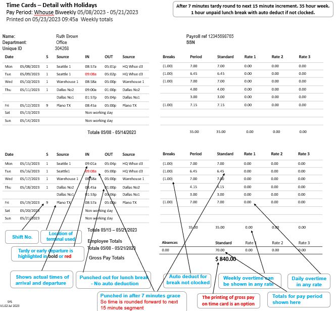 No Subscription - CLOUD software with Face, Finger & RFID Time Clock & WIFI (FE2000W3yr)